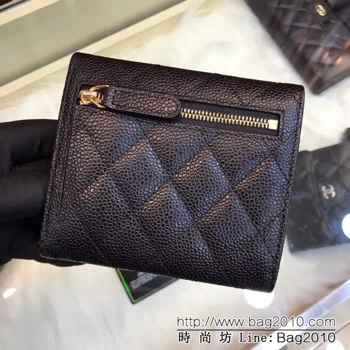 CHANEL香奈兒 經典系列 CF短三折錢包 後面有零錢包 荔枝紋頭層牛皮 82288  DJC3127